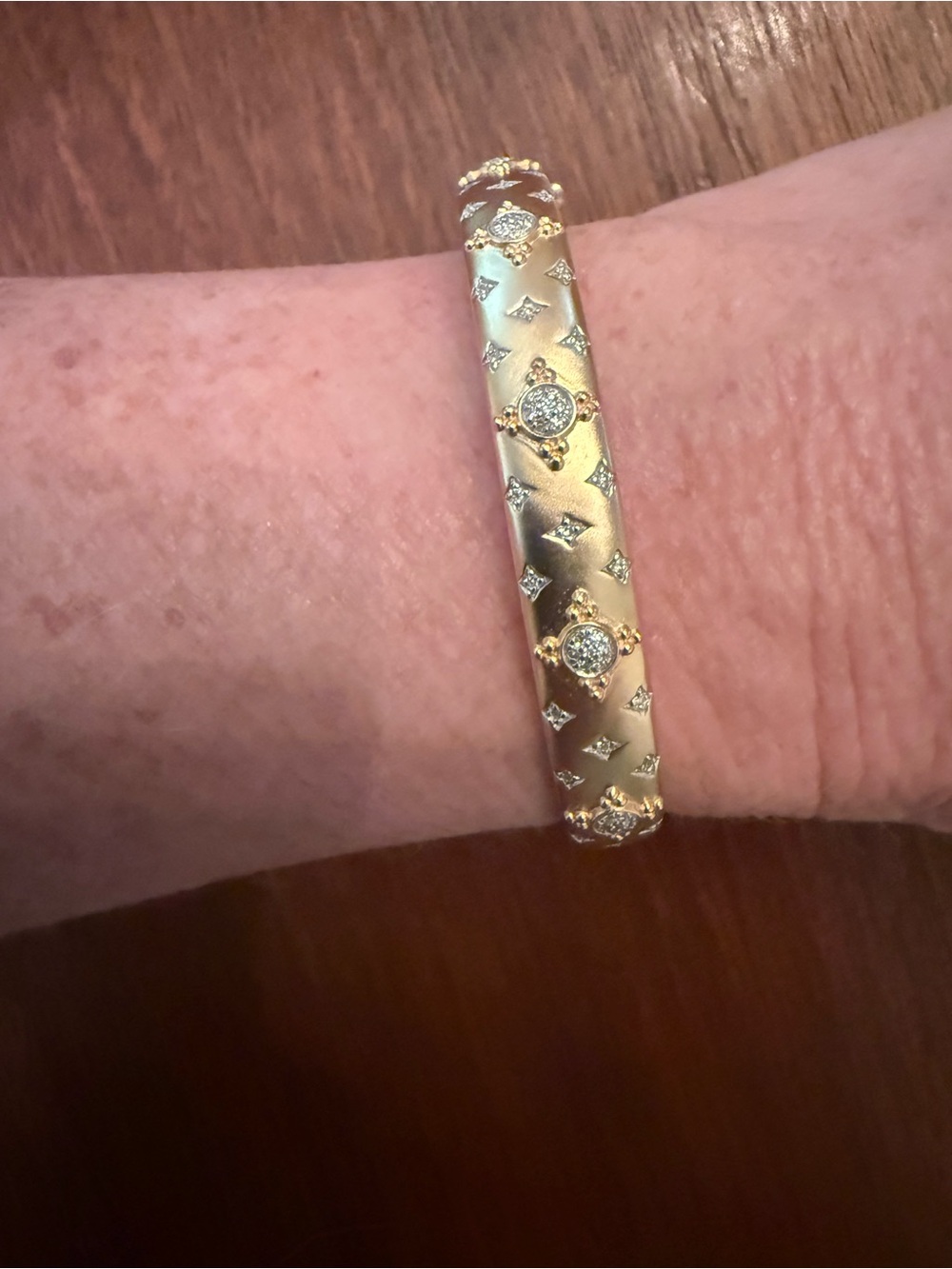 Diamond Cluster Bangle Bracelet - Picture 3 of 4